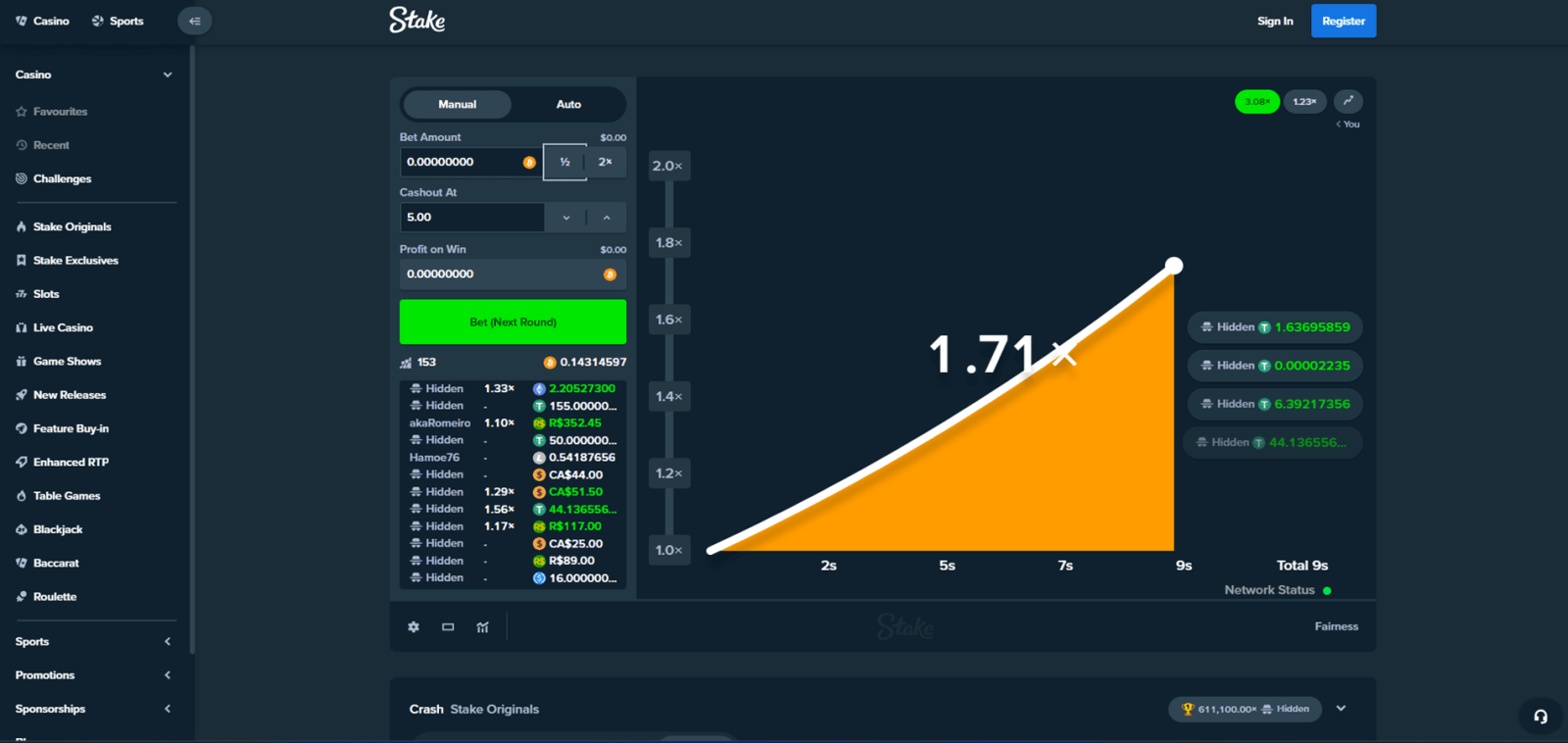 Jogos Crypto Crash no Stake Casino