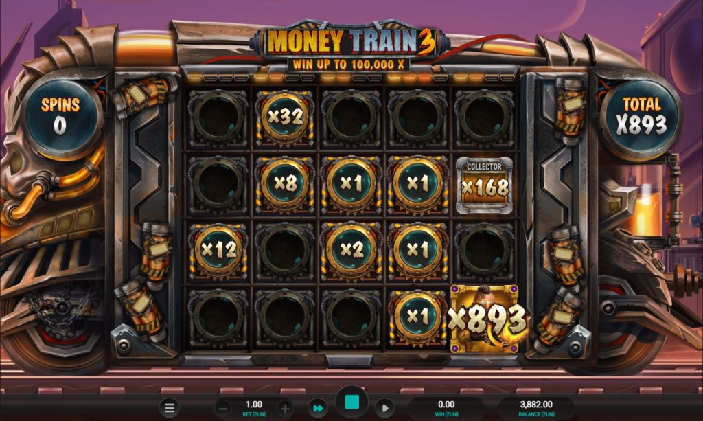 Interface do jogo Money Train 3 online